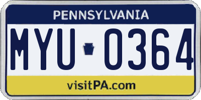 PA license plate MYU0364