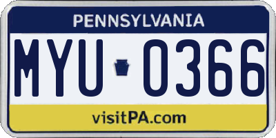 PA license plate MYU0366