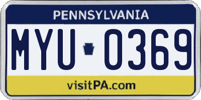 PA license plate MYU0369