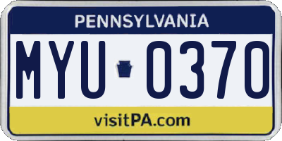 PA license plate MYU0370