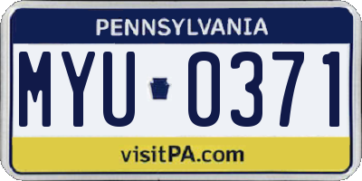 PA license plate MYU0371