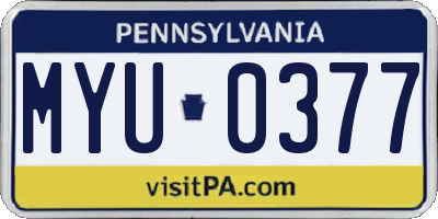 PA license plate MYU0377