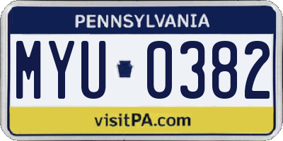 PA license plate MYU0382