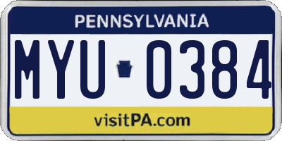 PA license plate MYU0384