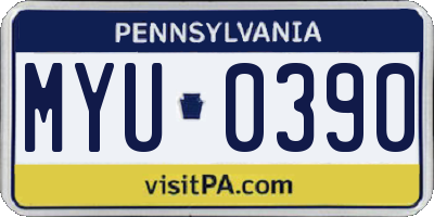 PA license plate MYU0390