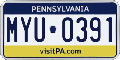 PA license plate MYU0391