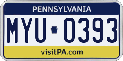PA license plate MYU0393