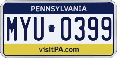 PA license plate MYU0399