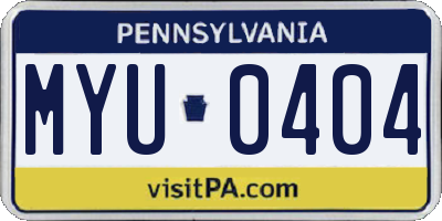 PA license plate MYU0404