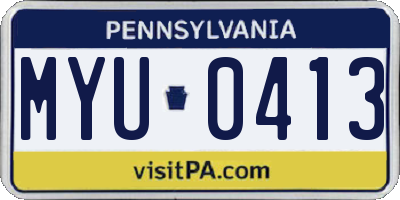 PA license plate MYU0413