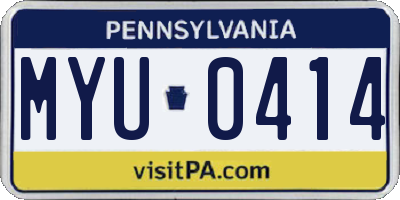 PA license plate MYU0414