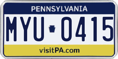PA license plate MYU0415