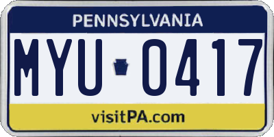 PA license plate MYU0417