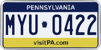PA license plate MYU0422