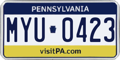 PA license plate MYU0423