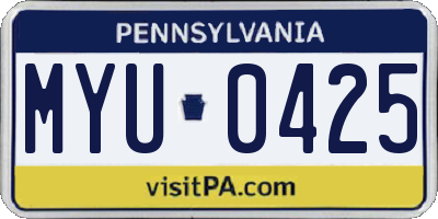 PA license plate MYU0425
