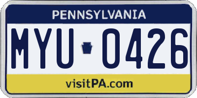 PA license plate MYU0426