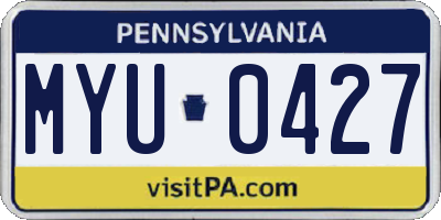 PA license plate MYU0427