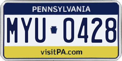 PA license plate MYU0428