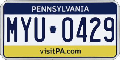 PA license plate MYU0429