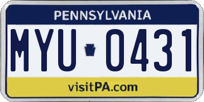 PA license plate MYU0431