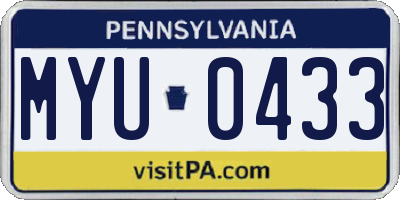 PA license plate MYU0433