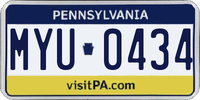 PA license plate MYU0434