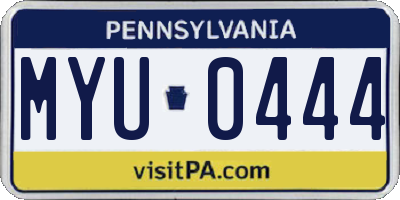 PA license plate MYU0444