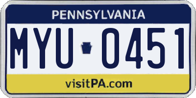 PA license plate MYU0451