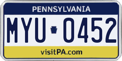PA license plate MYU0452