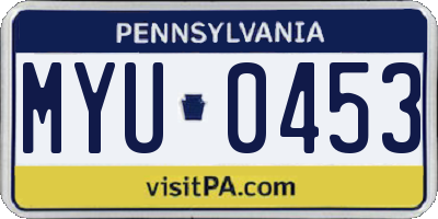 PA license plate MYU0453