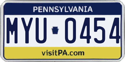 PA license plate MYU0454