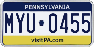 PA license plate MYU0455