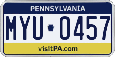PA license plate MYU0457