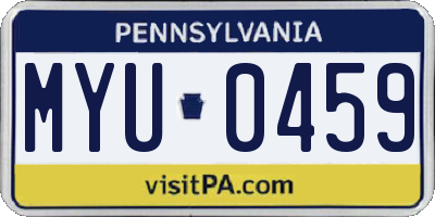 PA license plate MYU0459