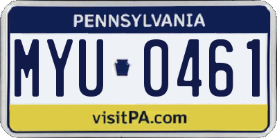 PA license plate MYU0461
