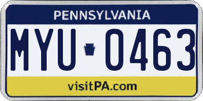 PA license plate MYU0463
