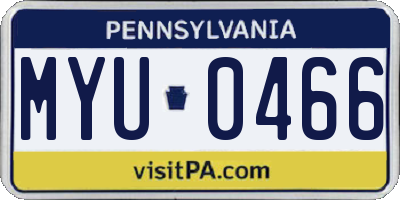 PA license plate MYU0466