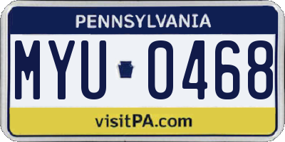 PA license plate MYU0468