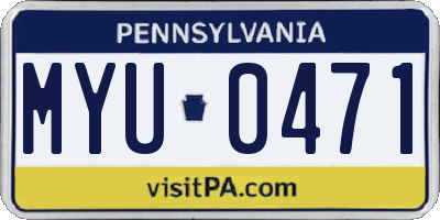 PA license plate MYU0471
