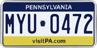 PA license plate MYU0472