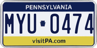 PA license plate MYU0474