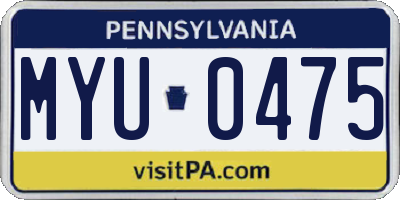 PA license plate MYU0475