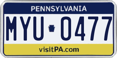 PA license plate MYU0477