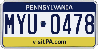 PA license plate MYU0478