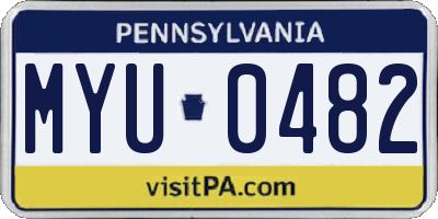 PA license plate MYU0482