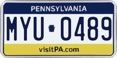 PA license plate MYU0489