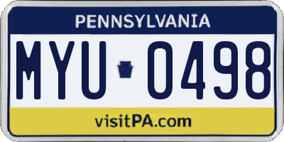 PA license plate MYU0498