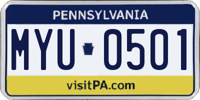 PA license plate MYU0501