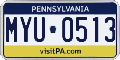 PA license plate MYU0513